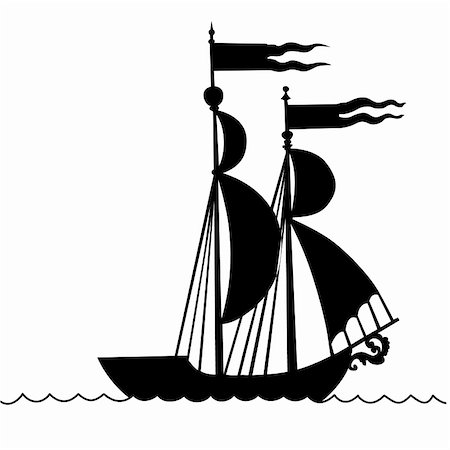vector illustration of the old-time frigate on white background Foto de stock - Super Valor sin royalties y Suscripción, Código: 400-04861116
