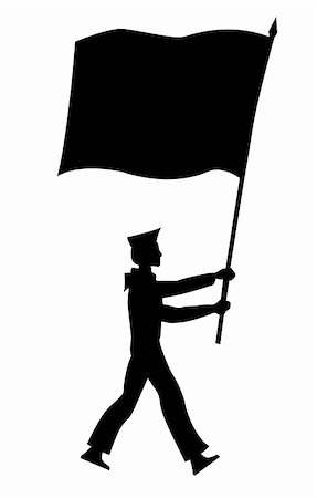 people icon military - vector silhouette of the sailor with flag on white background Stock Photo - Budget Royalty-Free & Subscription, Code: 400-04861121