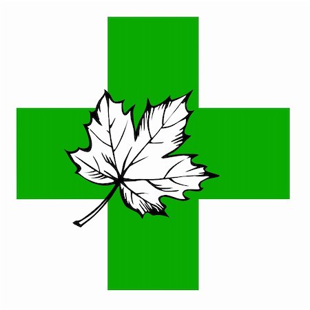 maple leaf on green cross Stock Photo - Budget Royalty-Free & Subscription, Code: 400-04861136