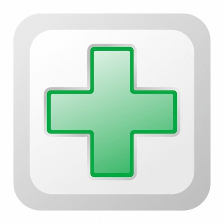 first medical assistance - green cross on grey rounded square Stock Photo - Budget Royalty-Free & Subscription, Code: 400-04861346