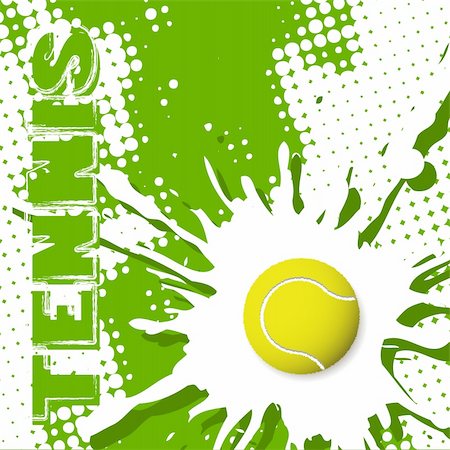 illustration, tennis ball on abstract green background Stock Photo - Budget Royalty-Free & Subscription, Code: 400-04861440