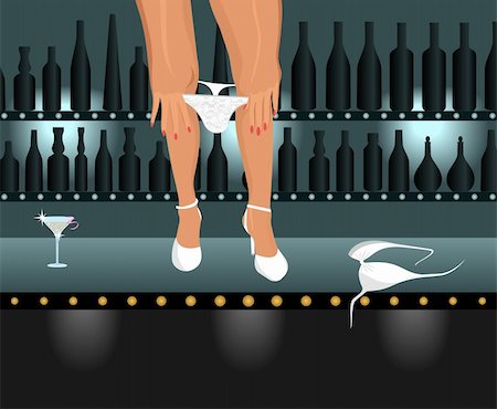 Illustration sexy girl taking down bikini in bar - vector Stock Photo - Budget Royalty-Free & Subscription, Code: 400-04861505