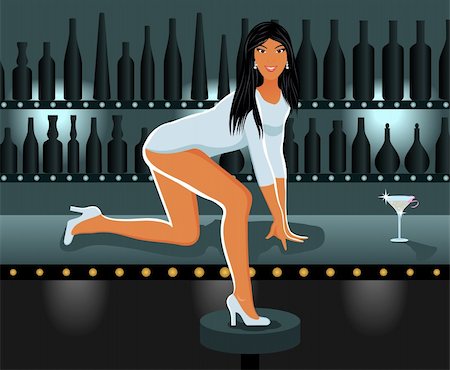 simsearch:400-08530618,k - Illustration sexy girl in night club - vector Foto de stock - Royalty-Free Super Valor e Assinatura, Número: 400-04861506