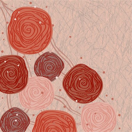 simsearch:400-08491812,k - vector greeting card with abstract roses on grunge background Stock Photo - Budget Royalty-Free & Subscription, Code: 400-04861692