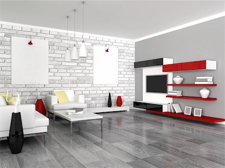 3d render interior of the modern room Foto de stock - Super Valor sin royalties y Suscripción, Código: 400-04862386