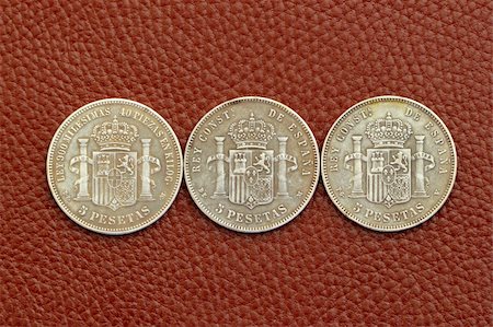 peseta - five pesetas spain old coins Alfonso XII Carlos III Ioseph Napoleon Stock Photo - Budget Royalty-Free & Subscription, Code: 400-04862600