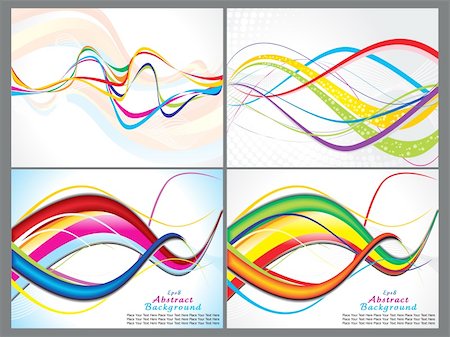 abstract colorful wave background set vector illustration Stock Photo - Budget Royalty-Free & Subscription, Code: 400-04862775