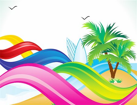 seagulls at beach - abstract summer beach background vector illustration Stock Photo - Budget Royalty-Free & Subscription, Code: 400-04862781