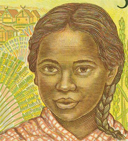 simsearch:400-05156209,k - Girl on 500 Francs 1995 Banknote from Madagascar. Stock Photo - Budget Royalty-Free & Subscription, Code: 400-04862811