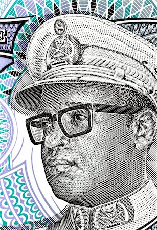 simsearch:400-06076750,k - Mobutu on 5 nouveaux makuta 1993 banknote from Zaire. President of Zaire during 1965-1997. His bad management of Zaire's economy & personal enrichment from it made him synonymous with kleptocracy in Africa. Photographie de stock - Aubaine LD & Abonnement, Code: 400-04862826