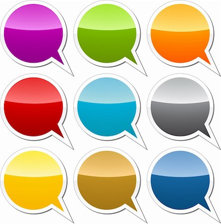 Multicolored  speech bubble sticker icon illustration set Photographie de stock - Aubaine LD & Abonnement, Code: 400-04862991