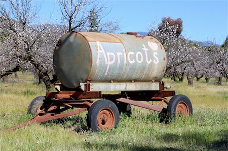simsearch:400-07429043,k - Apricot advertisement on an old water tank hanger. Foto de stock - Royalty-Free Super Valor e Assinatura, Número: 400-04863104