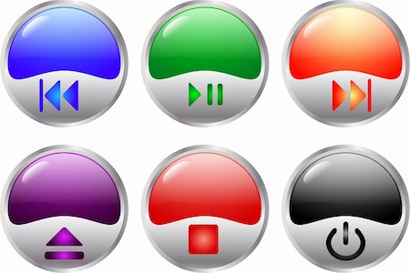 colorful glossy multimedia buttons - vector Stock Photo - Budget Royalty-Free & Subscription, Code: 400-04863116
