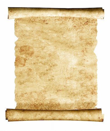 scroll parchments - Scroll of old parchment. Object isolated over white Stock Photo - Budget Royalty-Free & Subscription, Code: 400-04863379