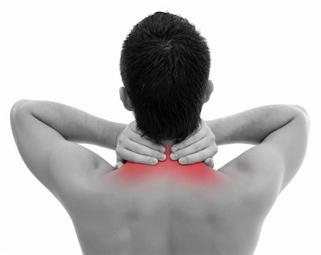 simsearch:400-06476910,k - Man with neck pain over white backgound Stock Photo - Budget Royalty-Free & Subscription, Code: 400-04863440