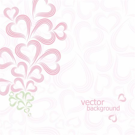 Valentine card with copy space. Pink heart background. Swirl vector illustration. Stock Photo - Budget Royalty-Free & Subscription, Code: 400-04863565