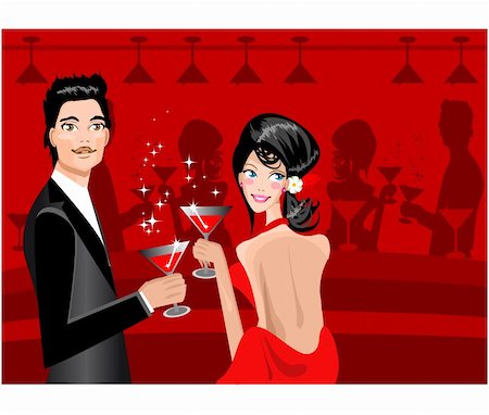 Couple enjoying drink in party Man and woman at bar Stock Photo - Budget Royalty-Free & Subscription, Code: 400-04863842