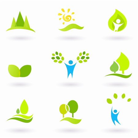 Vector collection of trees and nature icons. Stock Photo - Budget Royalty-Free & Subscription, Code: 400-04874114