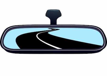 Car mirror and is reflected in it receding into the distance the road. Stock Photo - Budget Royalty-Free & Subscription, Code: 400-04874126