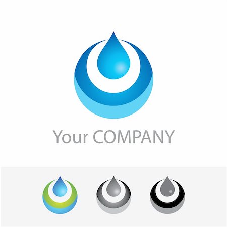 Template vector corporate logo - Pure Water. Color options + black and white version. Just place your own brand name. Stock Photo - Budget Royalty-Free & Subscription, Code: 400-04874234