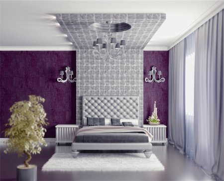 fabric modern colors - modern style bedroom interior 3d render (DOF efffect) Stock Photo - Budget Royalty-Free & Subscription, Code: 400-04874448