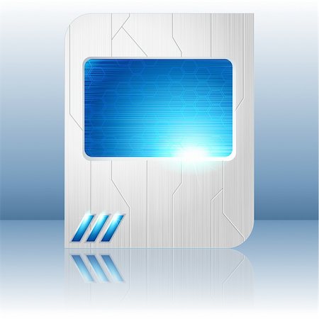 simsearch:400-04841410,k - Science fiction tablet-banner in blue and silver. Graphics are grouped and in several layers for easy editing. The file can be scaled to any size. Stock Photo - Budget Royalty-Free & Subscription, Code: 400-04874866