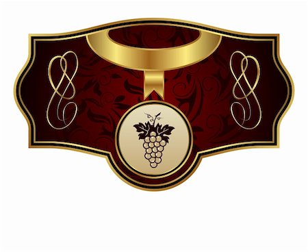 simsearch:400-04352793,k - Illustration vintage gold label with grapevine - vector Stock Photo - Budget Royalty-Free & Subscription, Code: 400-04874984