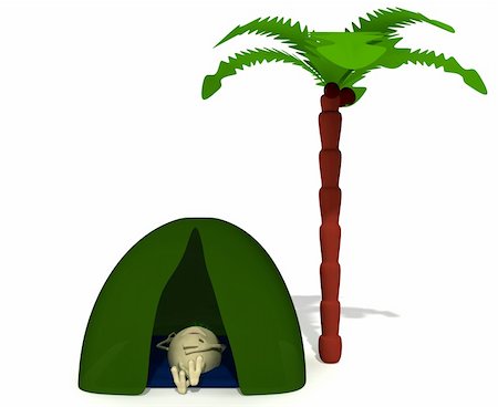 Puppet rest under green tent near high palm Photographie de stock - Aubaine LD & Abonnement, Code: 400-04875126