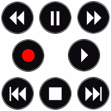 Collection of audio buttons isolated in white Stock Photo - Budget Royalty-Free & Subscription, Code: 400-04875373