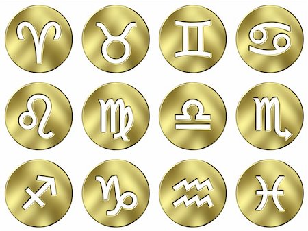 simsearch:400-08697533,k - 3d golden zodiac signs isolated in white Stock Photo - Budget Royalty-Free & Subscription, Code: 400-04875416