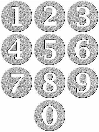 3d stone framed numbers isolated in white Stock Photo - Budget Royalty-Free & Subscription, Code: 400-04875455