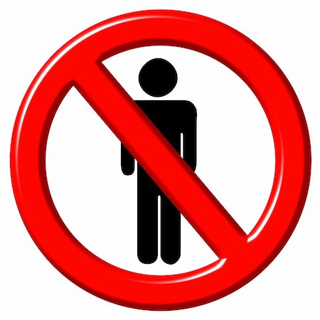 racist - No men 3d sign isolated in white Stock Photo - Budget Royalty-Free & Subscription, Code: 400-04875471