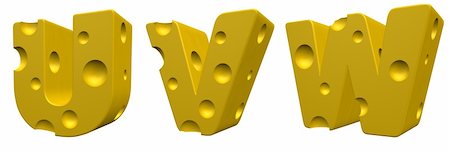 parmesan cheese pieces isolated - cheese letters uvw on white background - 3d illustration Stock Photo - Budget Royalty-Free & Subscription, Code: 400-04875623