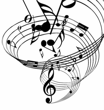 flowing musical notes illustration - Vector musical notes staff background for design use Stock Photo - Budget Royalty-Free & Subscription, Code: 400-04875685