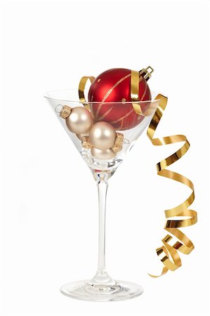foodphoto (artist) - christmas decorations in martini glass on white background Stock Photo - Budget Royalty-Free & Subscription, Code: 400-04875797