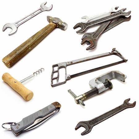 simsearch:400-04923680,k - collection of different tools over white background Stock Photo - Budget Royalty-Free & Subscription, Code: 400-04876020