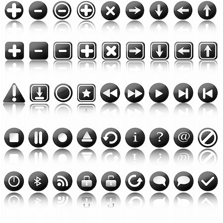 pause button - set of black and white, and blue multimedia icons Stock Photo - Budget Royalty-Free & Subscription, Code: 400-04876156