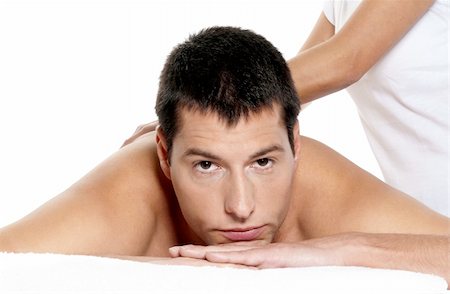 simsearch:400-04044944,k - Man receiving massage relax treatment close-up  portrait from female hands Foto de stock - Super Valor sin royalties y Suscripción, Código: 400-04876190