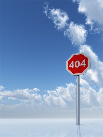 404 sign under cloudy blue sky - 3d illustration Foto de stock - Super Valor sin royalties y Suscripción, Código: 400-04876252