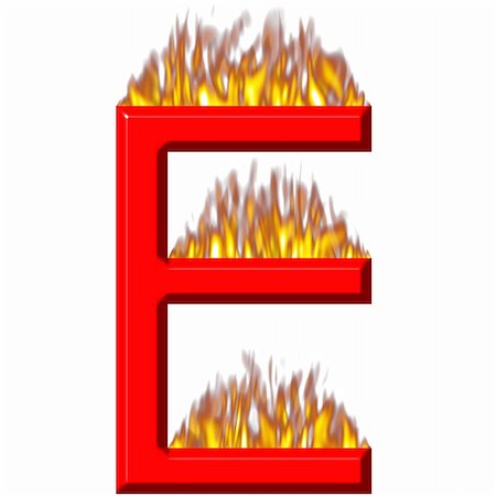 3d letter E on fire isolated in white Stock Photo - Budget Royalty-Free & Subscription, Code: 400-04876484