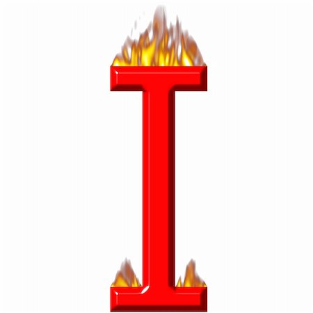 simsearch:400-04876498,k - 3d letter I on fire isolated in white Photographie de stock - Aubaine LD & Abonnement, Code: 400-04876488