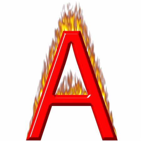 simsearch:400-04876498,k - 3d letter A on fire isolated in white Photographie de stock - Aubaine LD & Abonnement, Code: 400-04876482