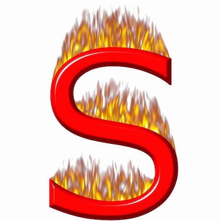 simsearch:400-04876498,k - 3d letter S on fire isolated in white Photographie de stock - Aubaine LD & Abonnement, Code: 400-04876497