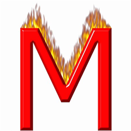 3d letter M on fire isolated in white Photographie de stock - Aubaine LD & Abonnement, Code: 400-04876492