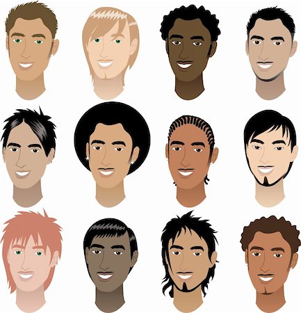 plaited hair for men - Vector Illustration of twelve Men Faces # 4. Photographie de stock - Aubaine LD & Abonnement, Code: 400-04877129