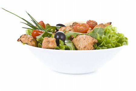 simsearch:400-07260354,k - Chicken and vegetable salad isolated over white background Stockbilder - Microstock & Abonnement, Bildnummer: 400-04877154