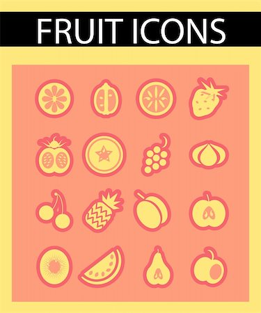 Fruit icon set Photographie de stock - Aubaine LD & Abonnement, Code: 400-04877490