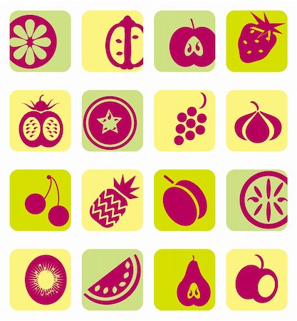 Mixed fruit icons collection Stock Photo - Budget Royalty-Free & Subscription, Code: 400-04877493