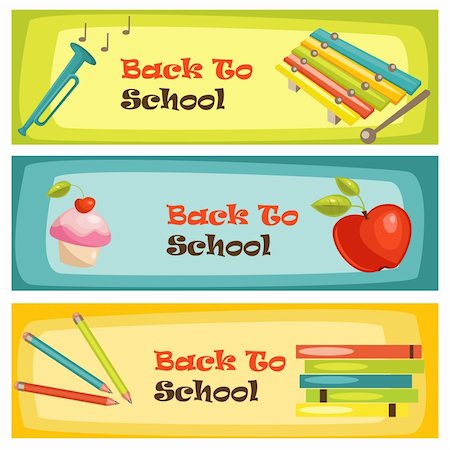 Back to school banners, vector illustration Stock Photo - Budget Royalty-Free & Subscription, Code: 400-04877652