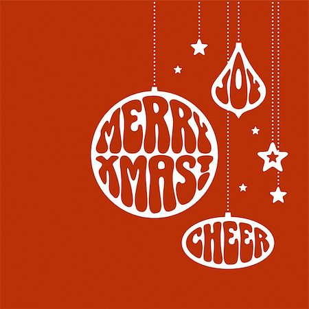 red christmas invitation - Christmas ornaments with the words: Merry Xmas, Joy and Cheer. Vector illustration in funky style. Stock Photo - Budget Royalty-Free & Subscription, Code: 400-04877727